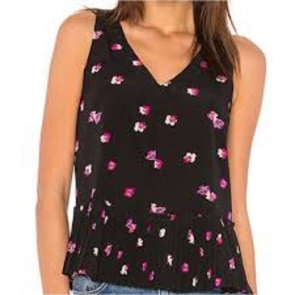 Rebecca Taylor Silk Floral Pleated Peplum Tank Blouse